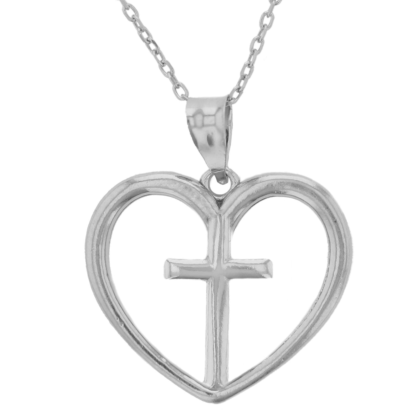 Rebecca Sloane Sterling Silver Cross inside Heart Pendant Necklace