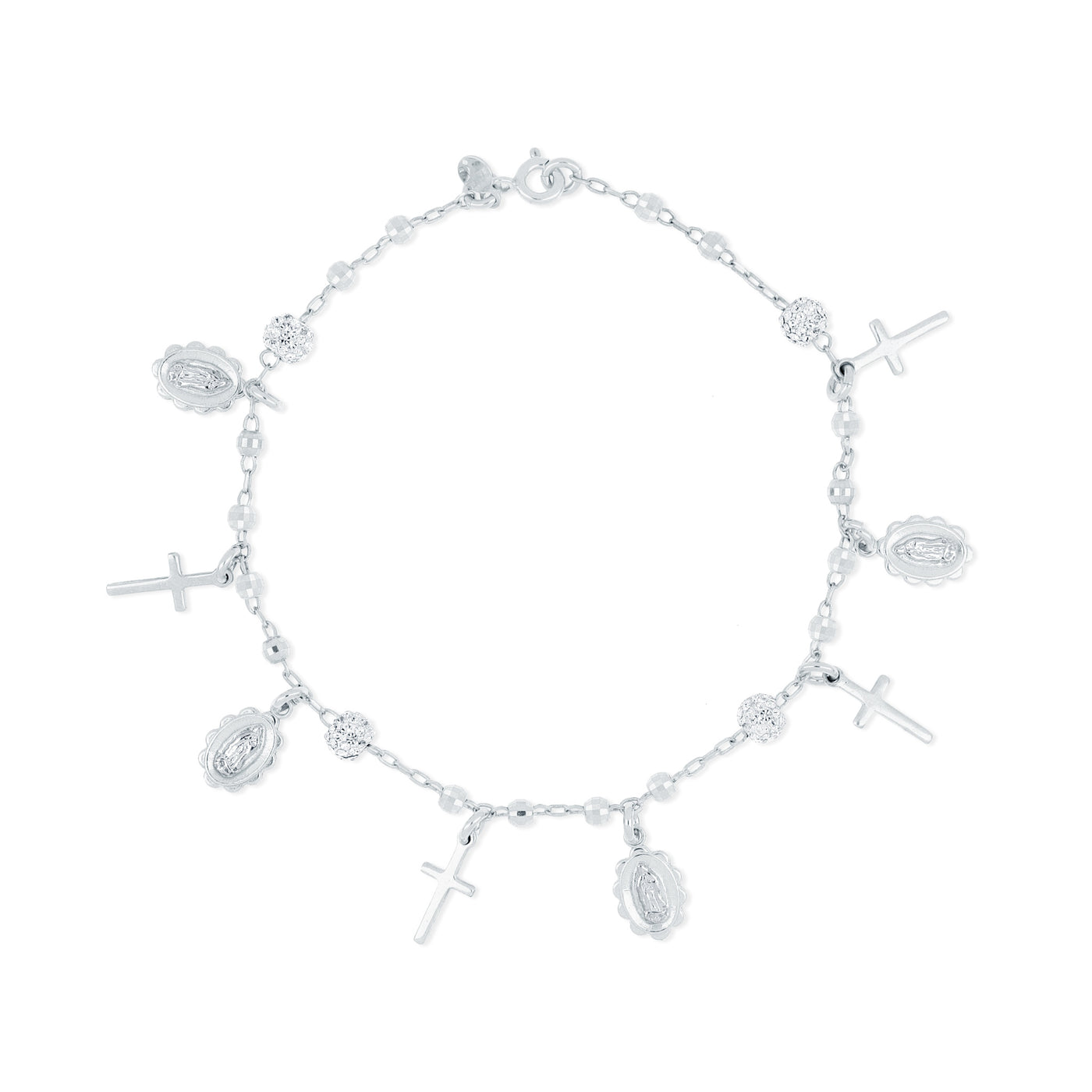 Rebecca Sloane Sterloing Silver Rosary Bracelet with Crystals