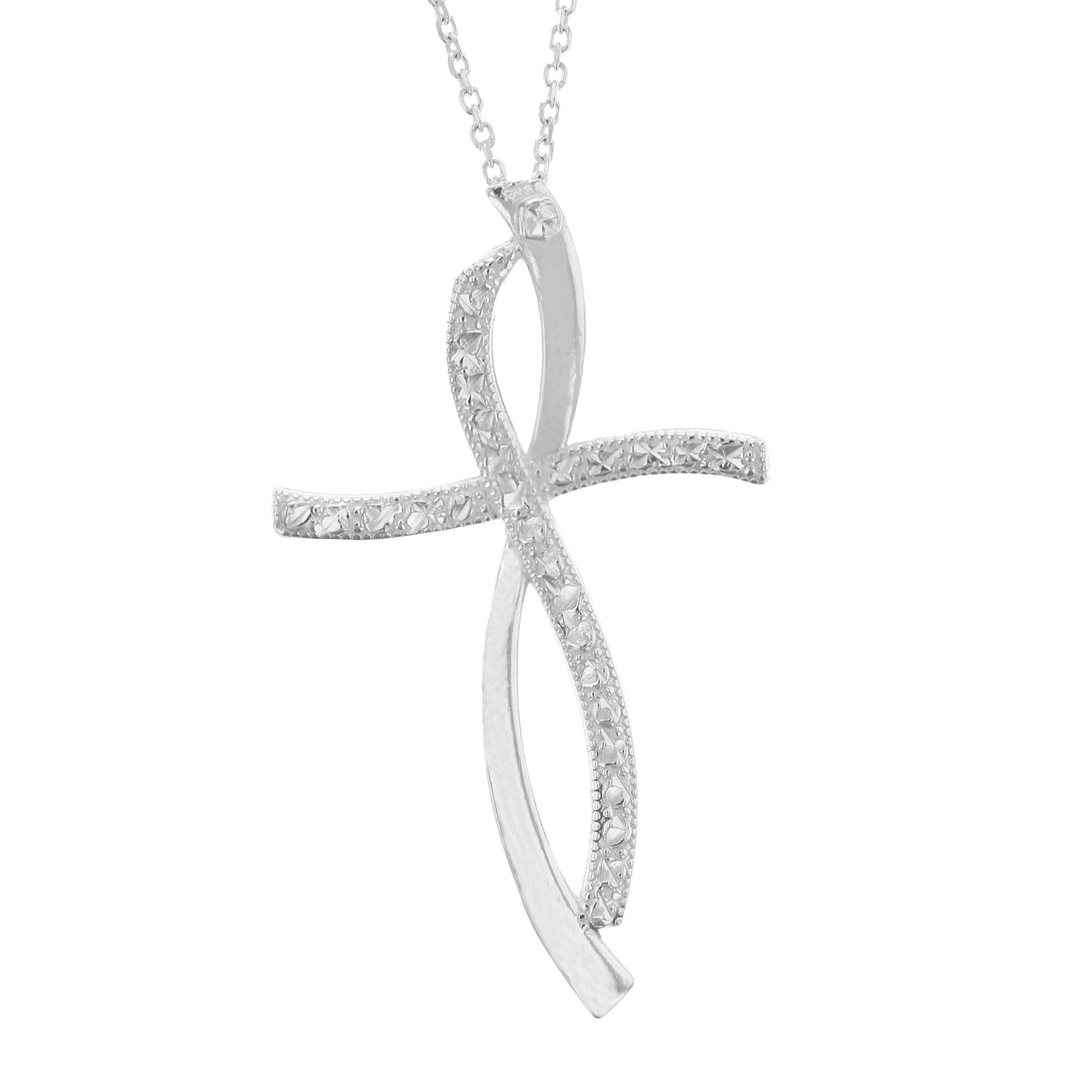 Rebecca Sloane Sterling Silver Cross with Illision Diamond Strip