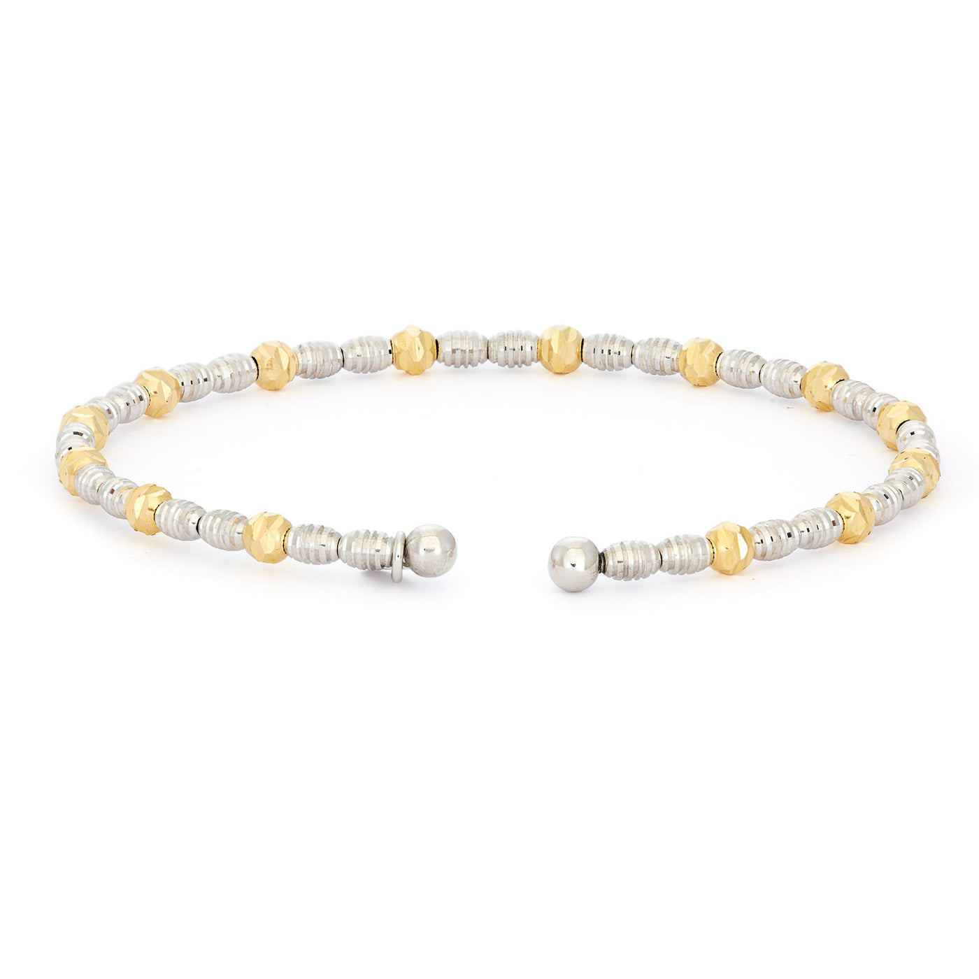 Rebecca Sloane Two-Tone Silver Bangle with Oval and Round Beads