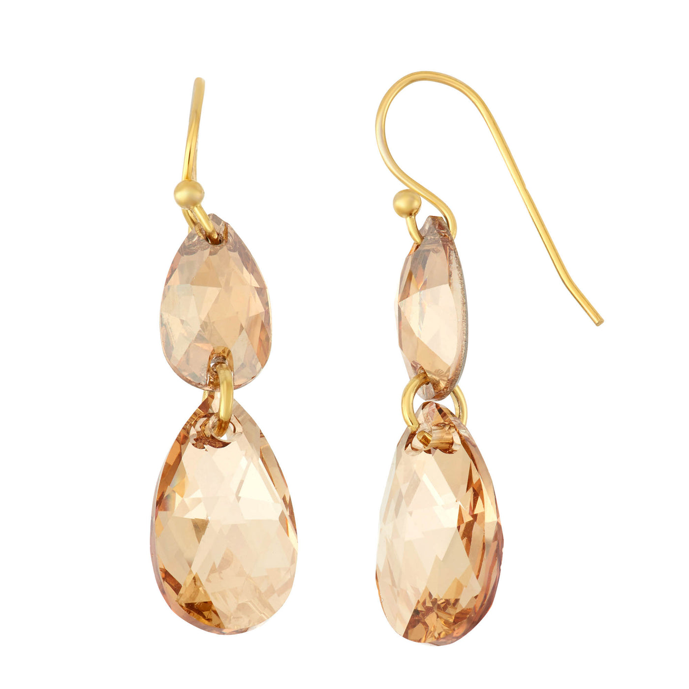 Rebecca Sloane Gold Plated Silver Gold Crystals Tear Drop Earring
