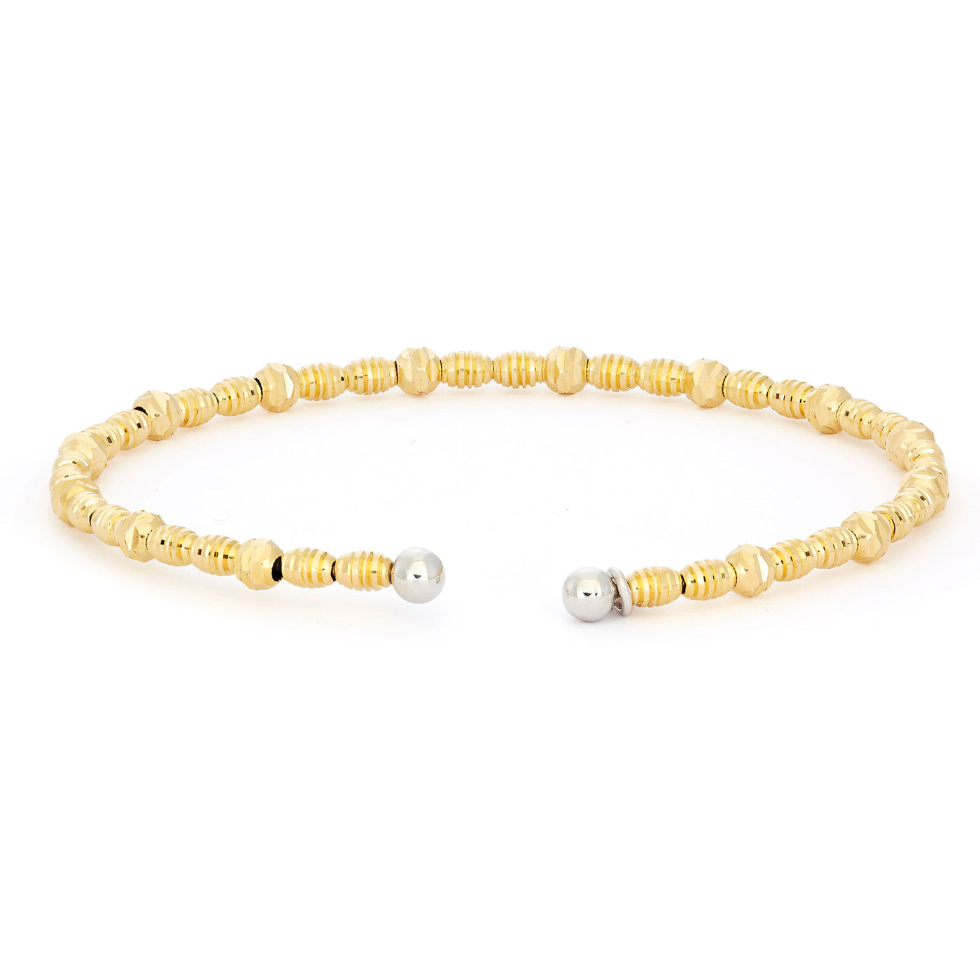Rebecca Sloane Two-Tone Silver Bangle with Oval and Round Beads
