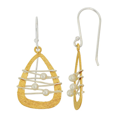 Rebecca Sloane Gold Plated Silver Dreamcatcher Earring with Pearl