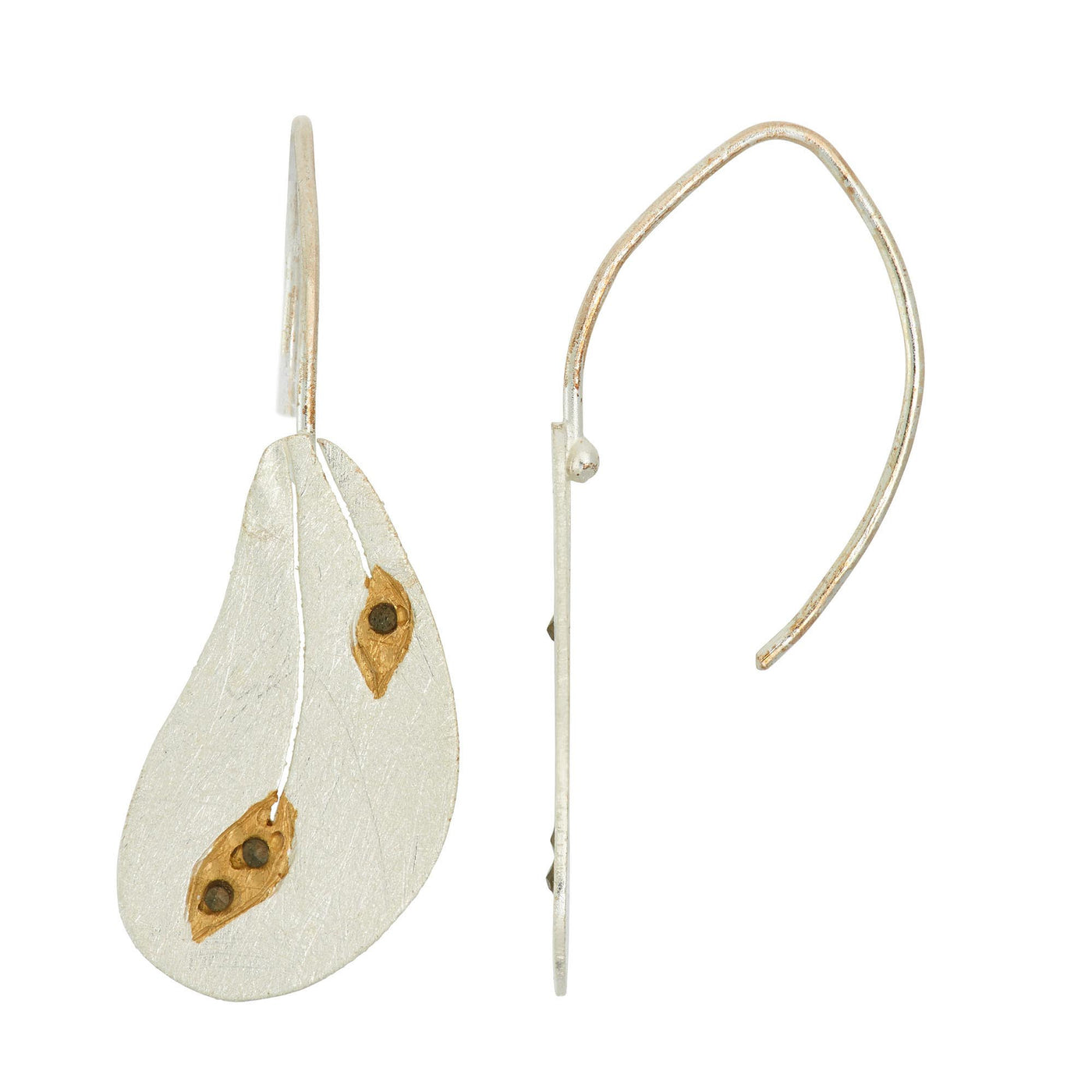 Rebecca Sloane Gold Plated Silver Leaf Earring with Crystal Tulip| RebeccaSloane.com