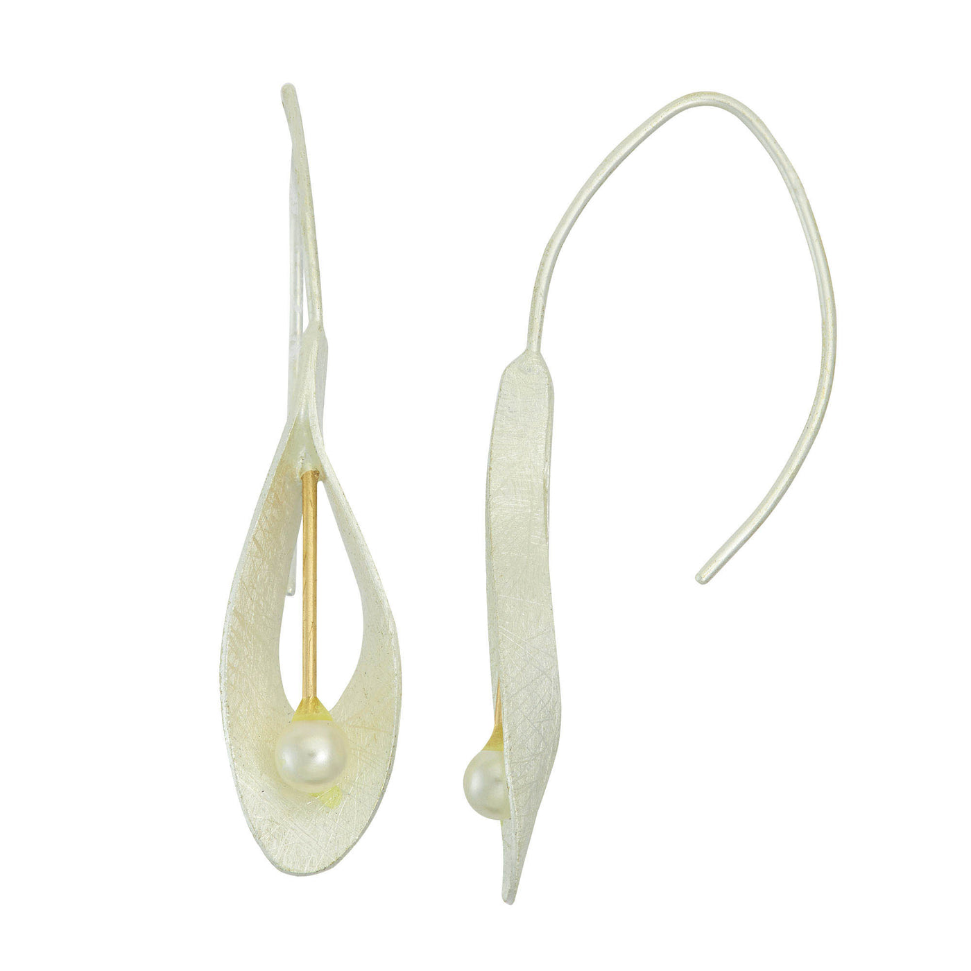 Rebecca Sloane Gold Plated Silver Lily Flower Earring with Pearl