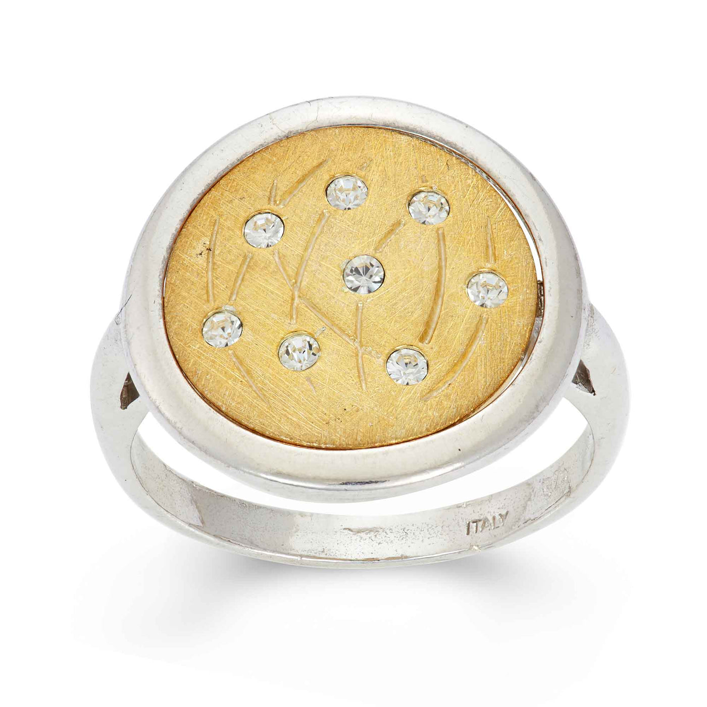 Rebecca Sloane Gold Plated Silver Crystal Accent Round Ring