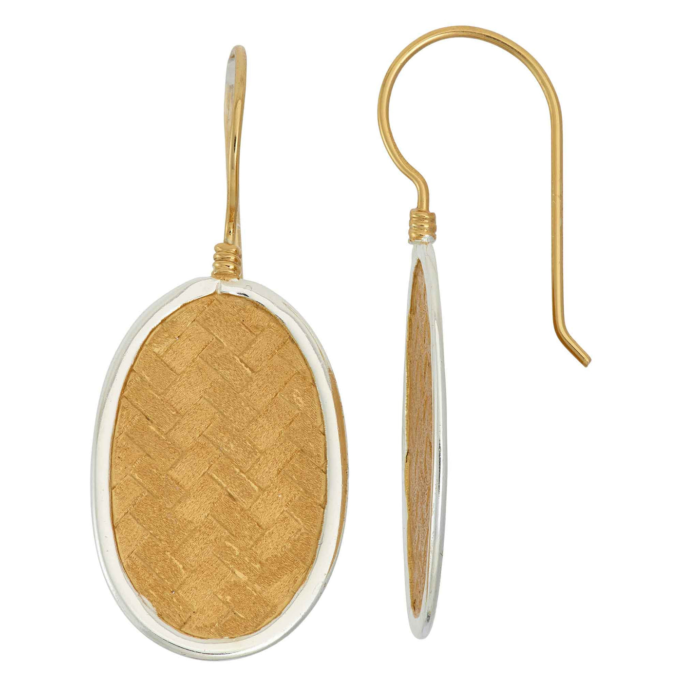 Rebecca Sloane Gold Plated Silver Oval Drop Basketweave Earring