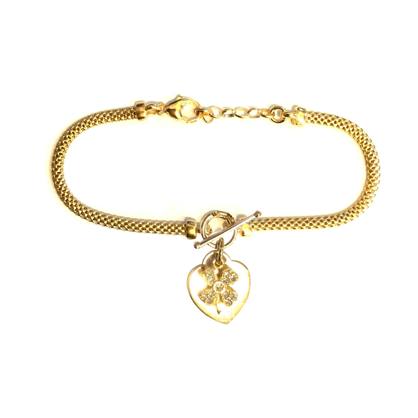 Rebecca Sloane Gold Plated Silver Popcorn Chain CZ Charm Bracelet