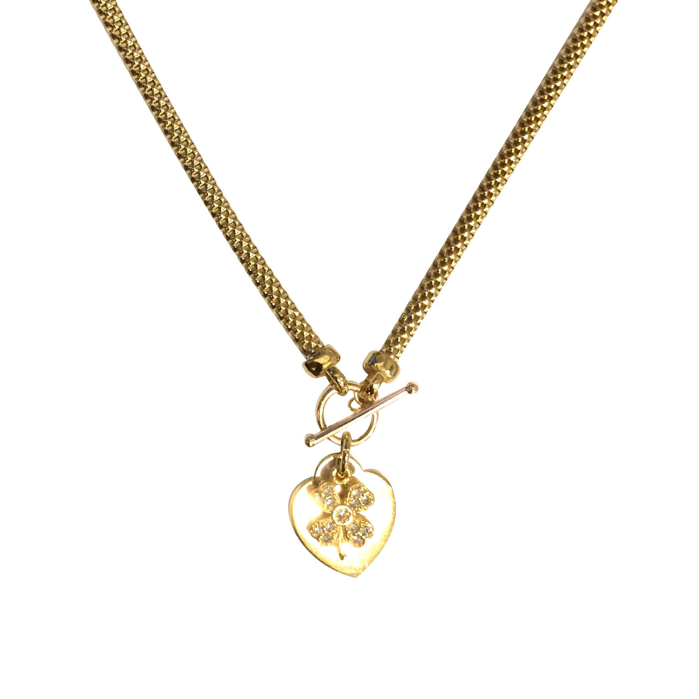 Rebecca Sloane Gold Plated Silver Popcorn Chain CZ Charm Necklace