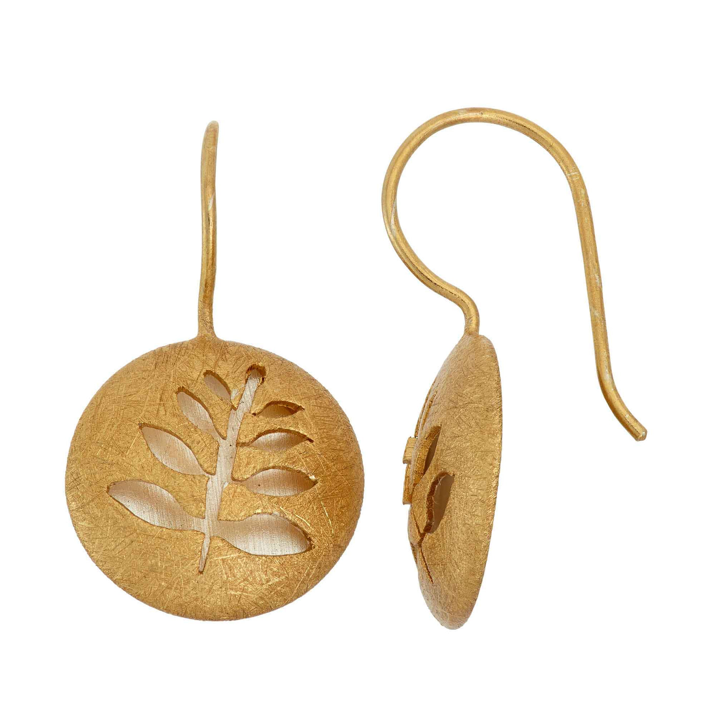 Rebecca Sloane Gold Plated Silver Straight Leaf Cut Out Earring