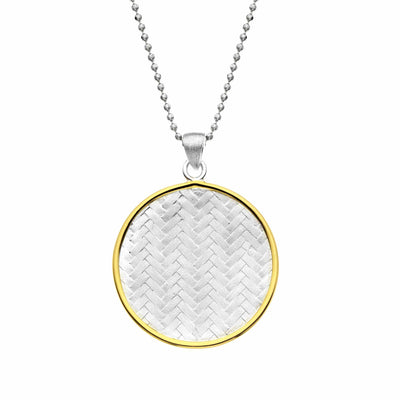 Rebecca Sloane Gold Plated Silver Round Basketweave Pendant