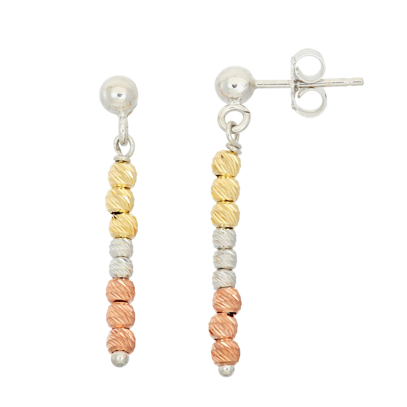 Rebecca Sloane Tri-Color Silver Station Earring with Facet Beads