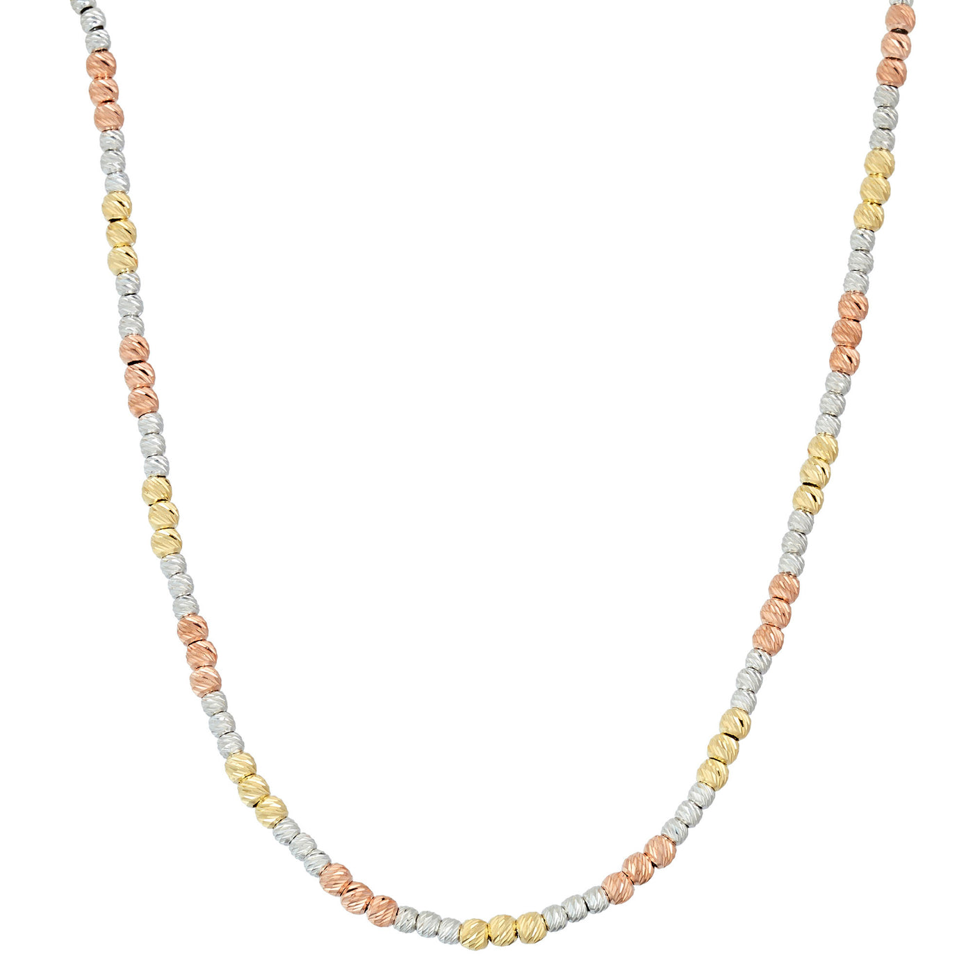 Rebecca Sloane Tri-Color Silver Station Necklace with Facet Beads
