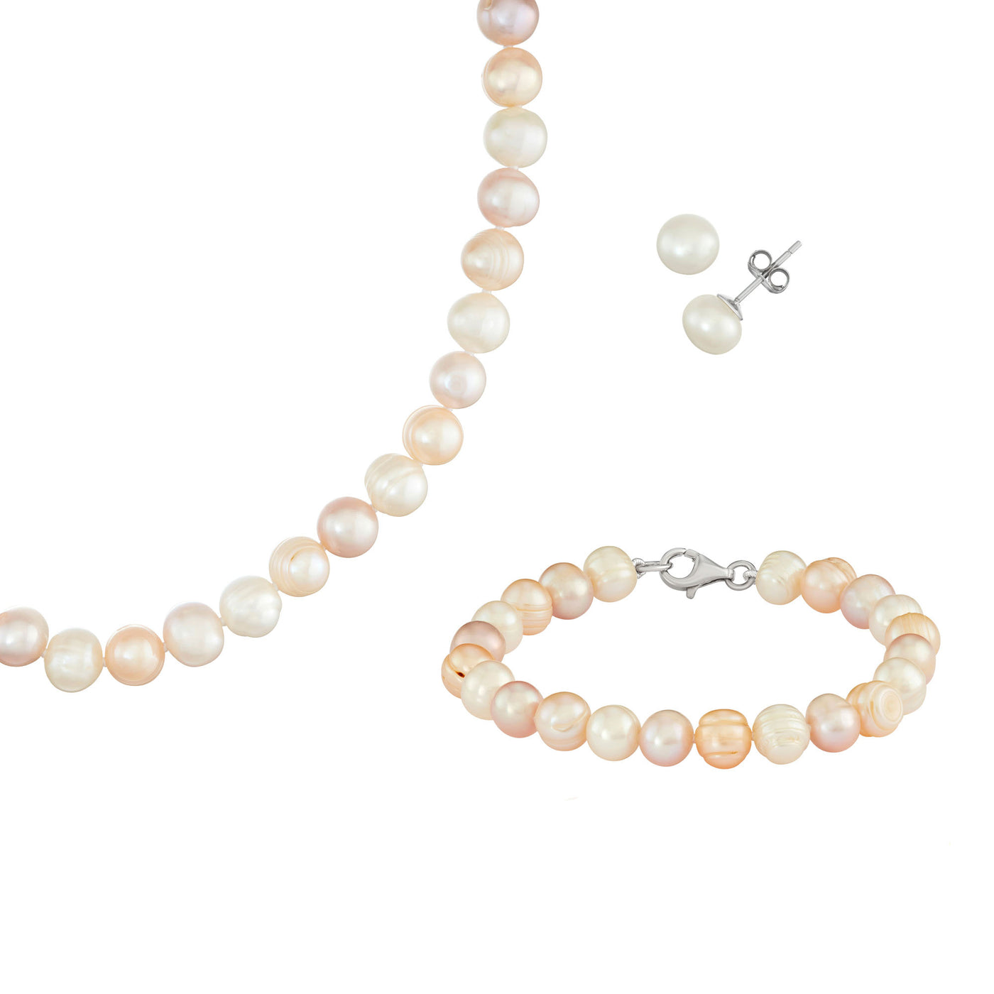 Rebecca Sloane Multi Color Pearl Necklace, Bracelet, Earring Set