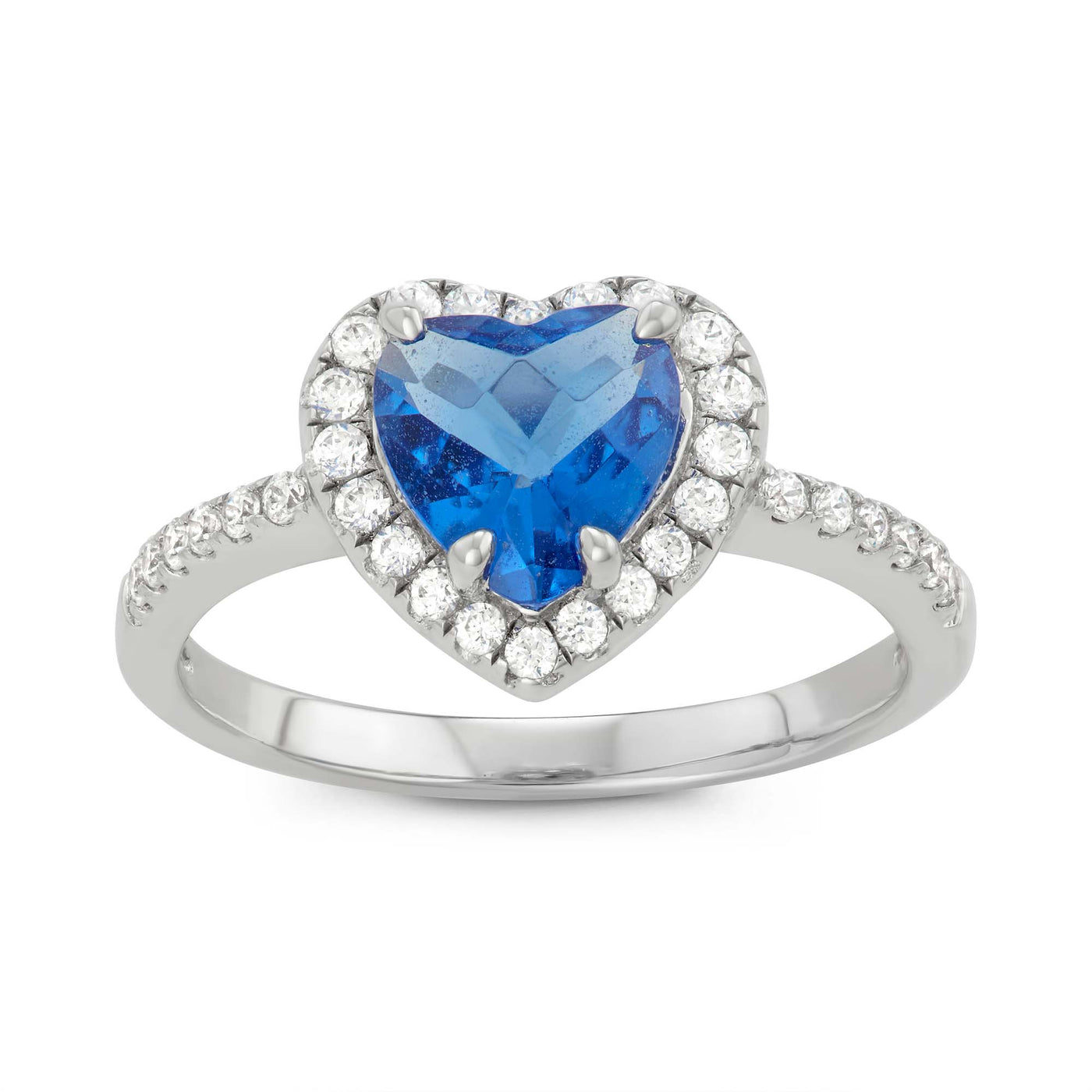 Rebecca Sloane Silver Heart Cut Blue Obsidian Pave CZ Ring
