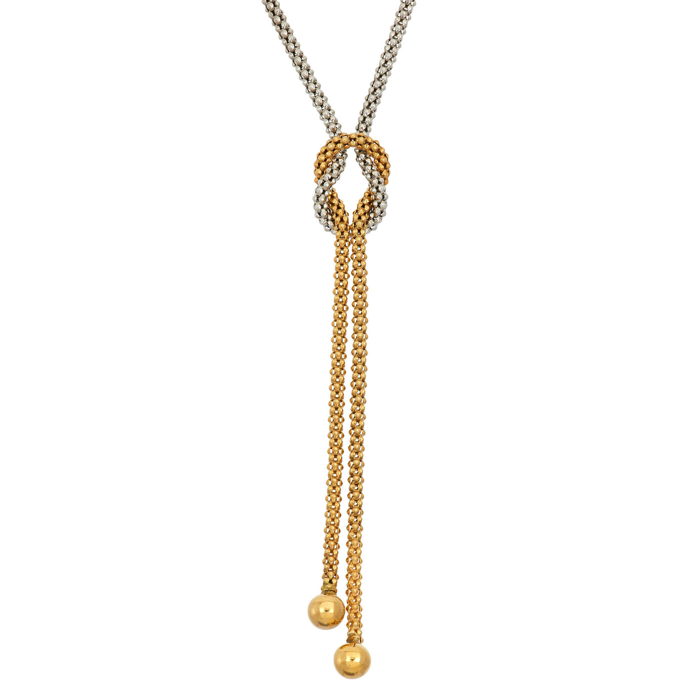 Rhodium And Gold Plated Silver 2mm Thickness Mesh Knot Necklace