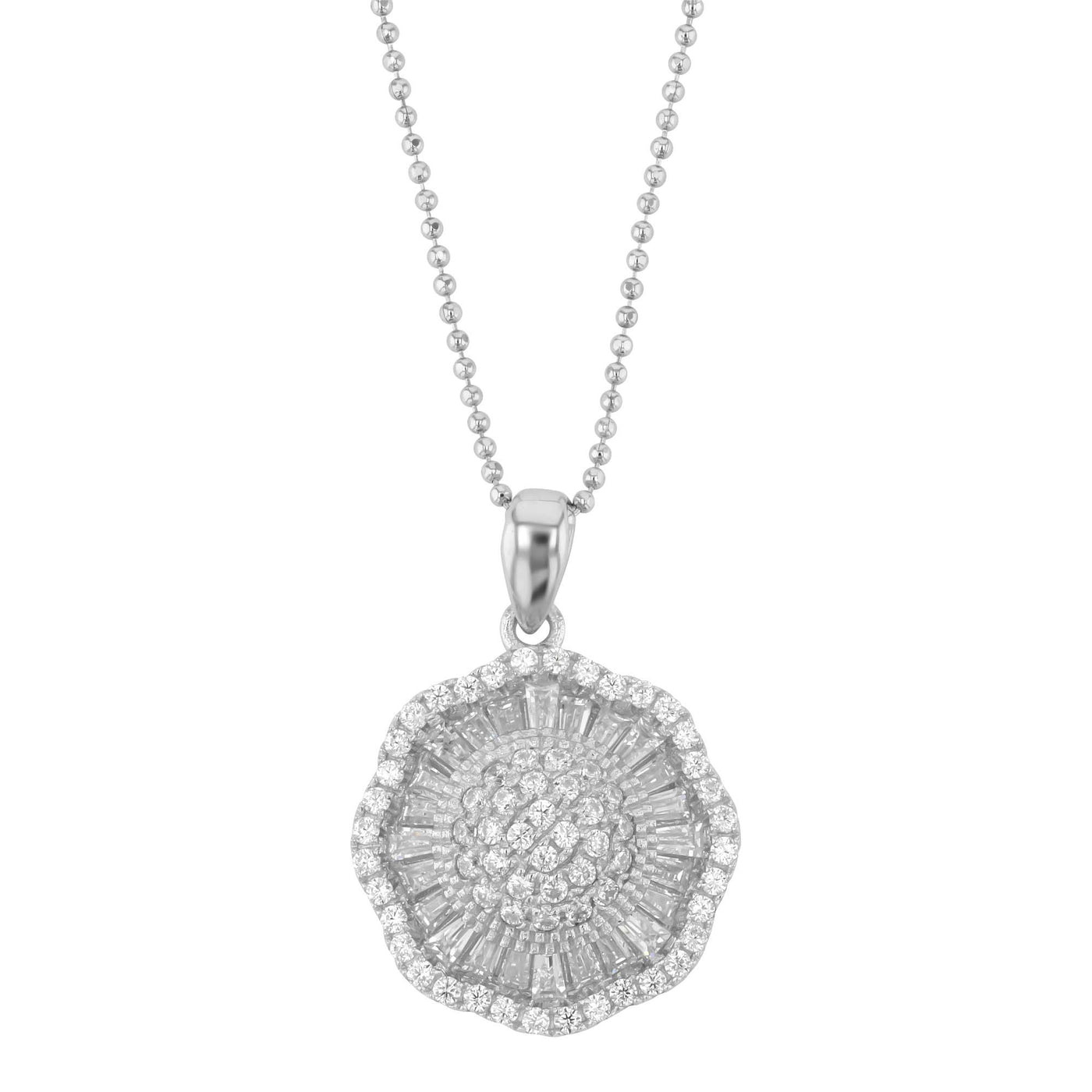 Rebecca Sloane Rhodium Plated Silver Pendant Necklace With Cz