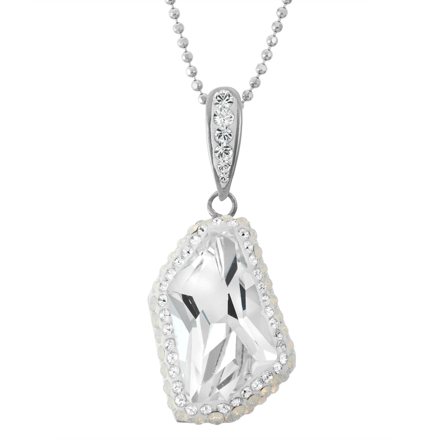 Rebecca Sloane Silver Asymmetrical Crystal With Pave Pendant