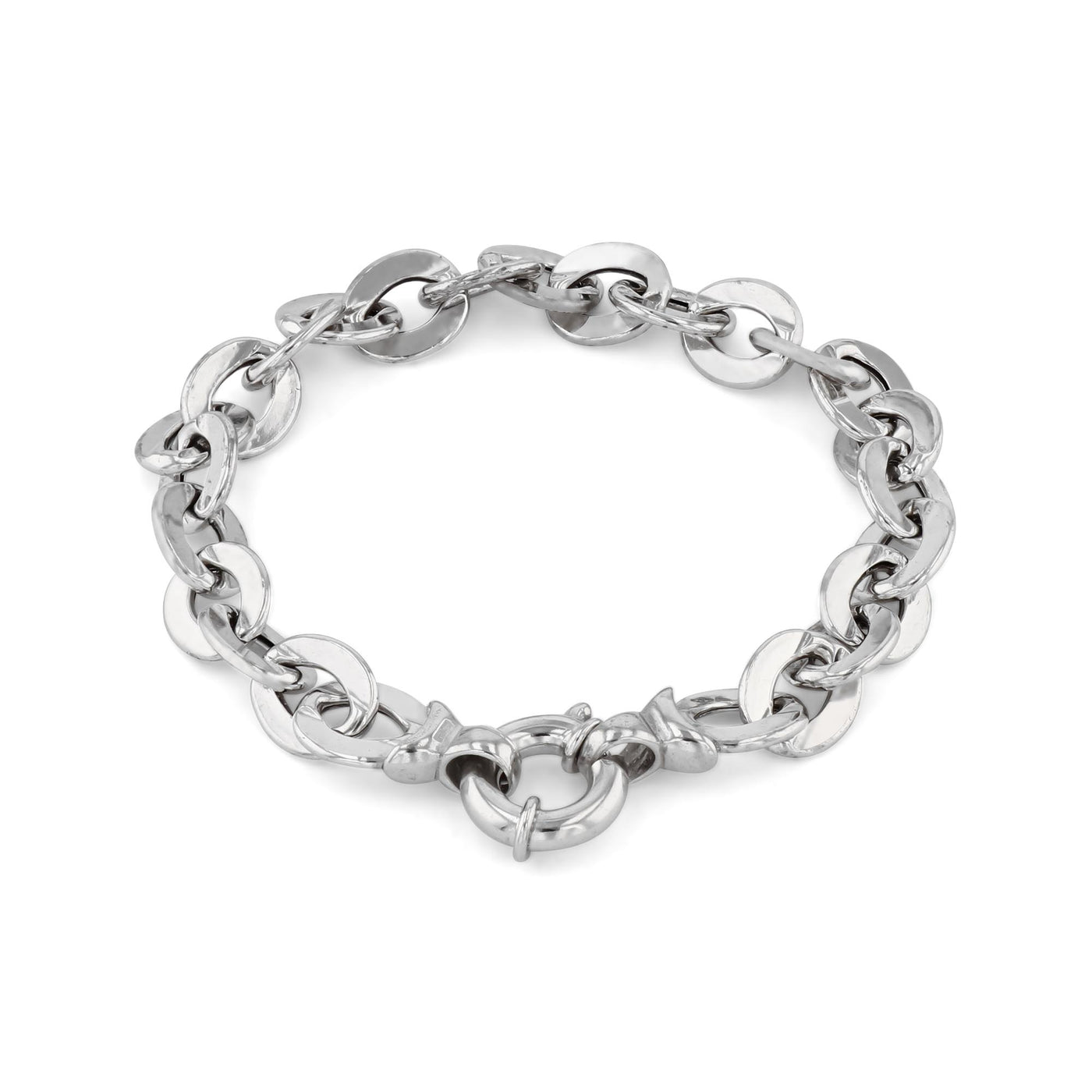 Rebecca Sloane Rhodium Plated Silver Circular Chain Bracelet