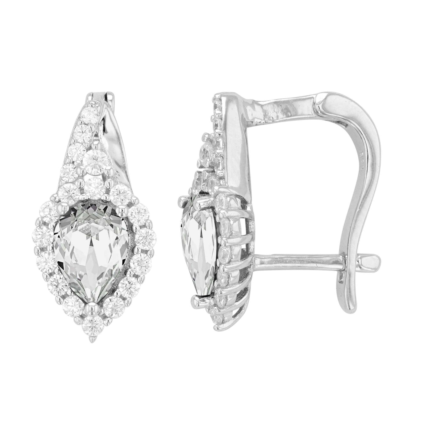 Rebecca Sloane Rhodium Plated Silver Earring With Cz