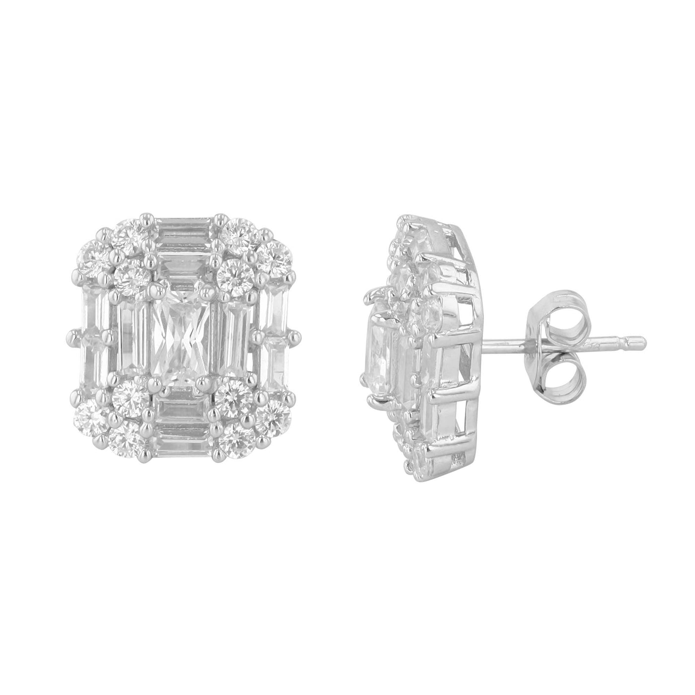 Rebecca Sloane Rhodium Plated Silver Earring With Cz