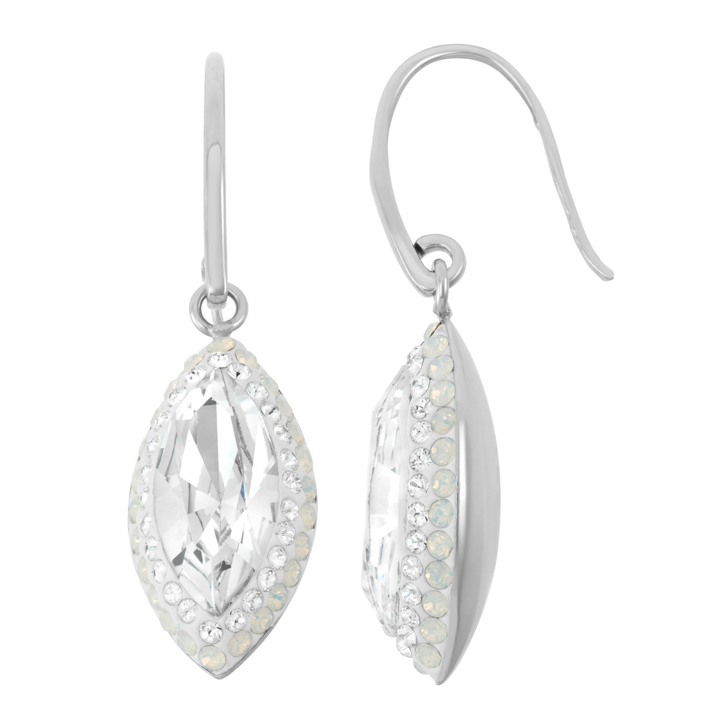 Rebecca Sloane Silver Elliptical Crystal With White Pave Earring