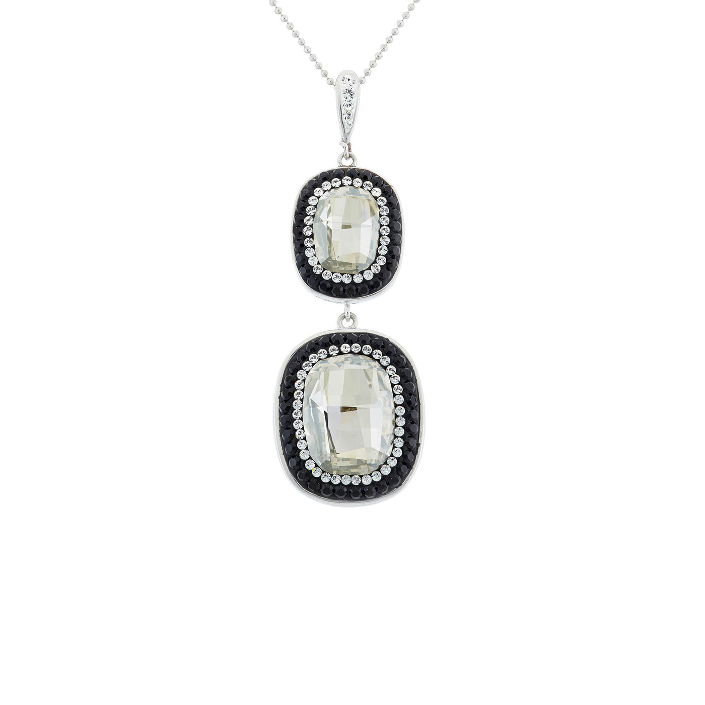Rebecca Sloane Silver Multi Round Crystal With Black Pave Pendant