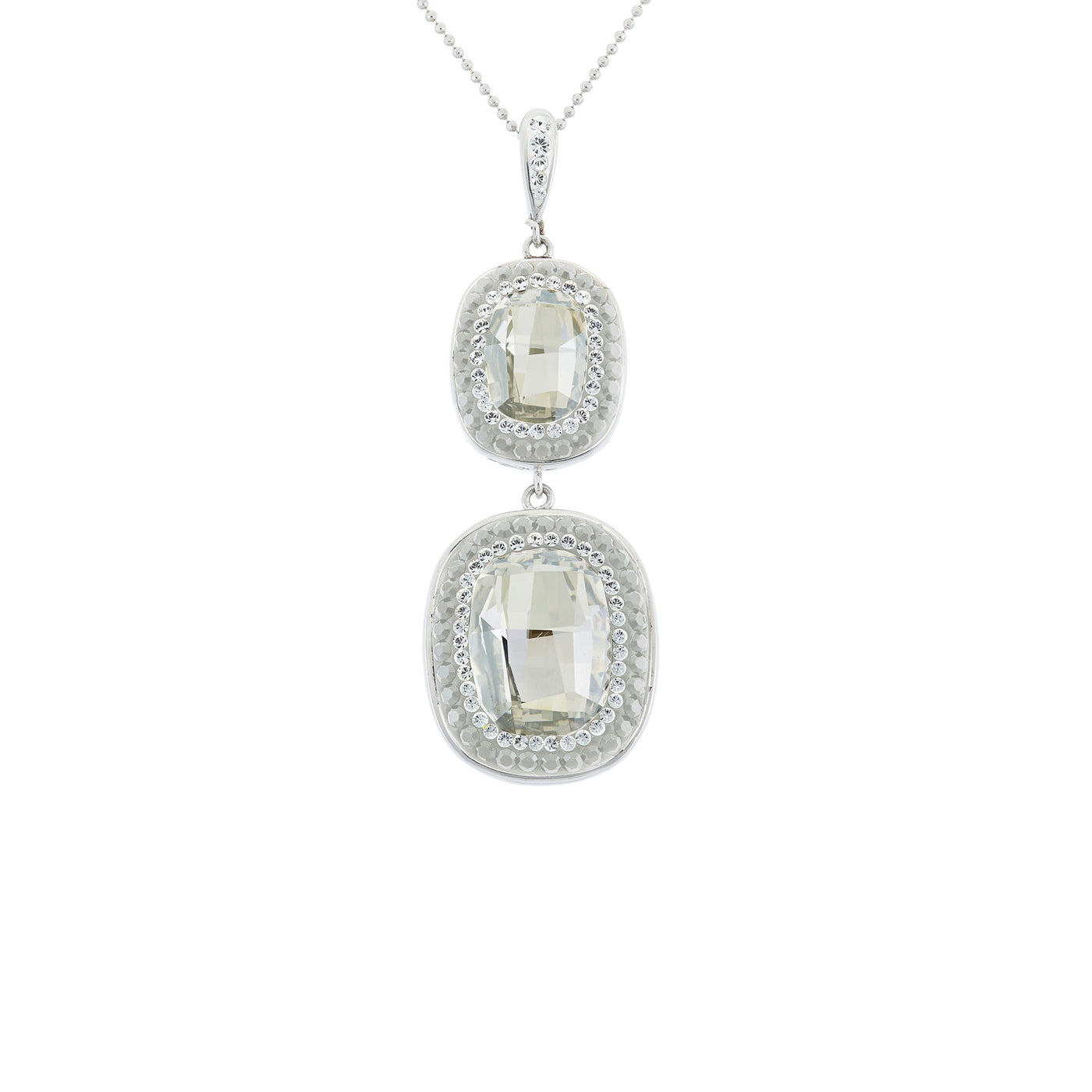 Rebecca Sloane Silver Multi Round Crystal With White Pave Pendant