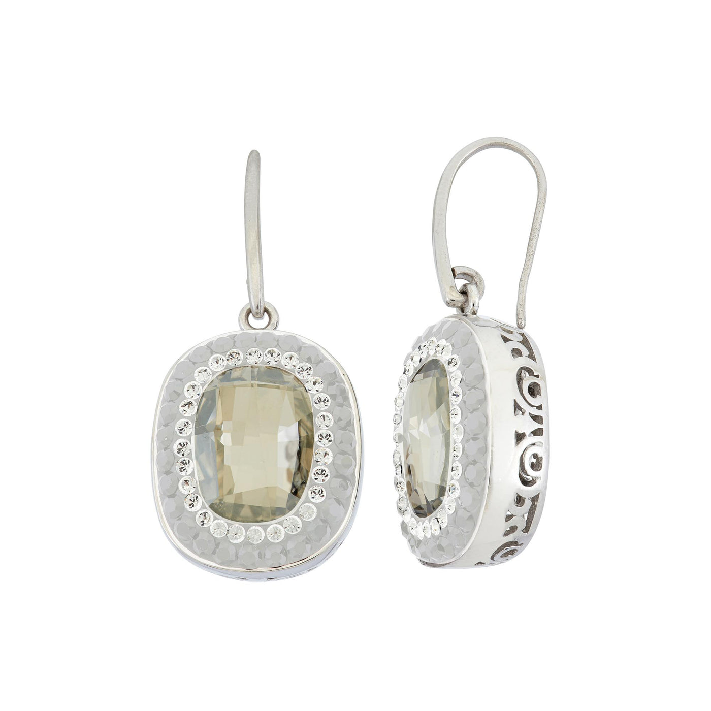 Rebecca Sloane Sterling Silver Oval Crystal & White Pave Earrings
