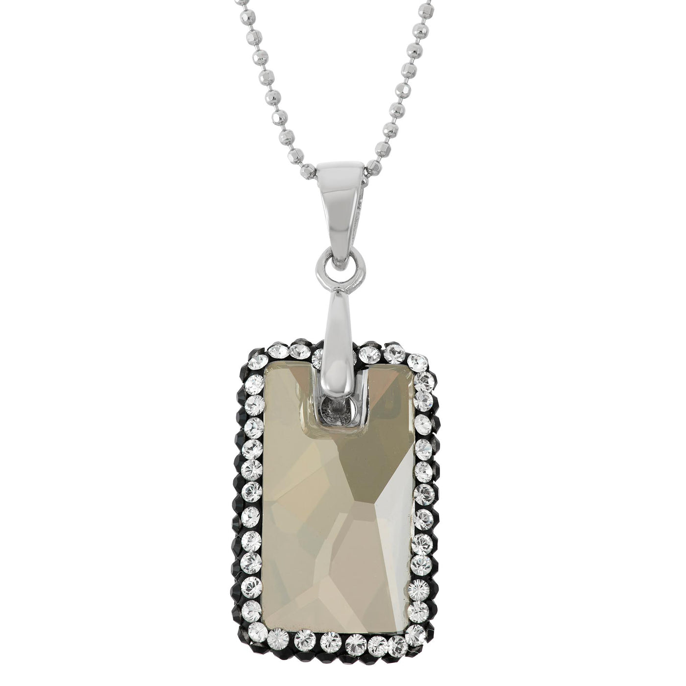 Rebecca Sloane Silver Rectangular Crystal With Black Pave Pendant