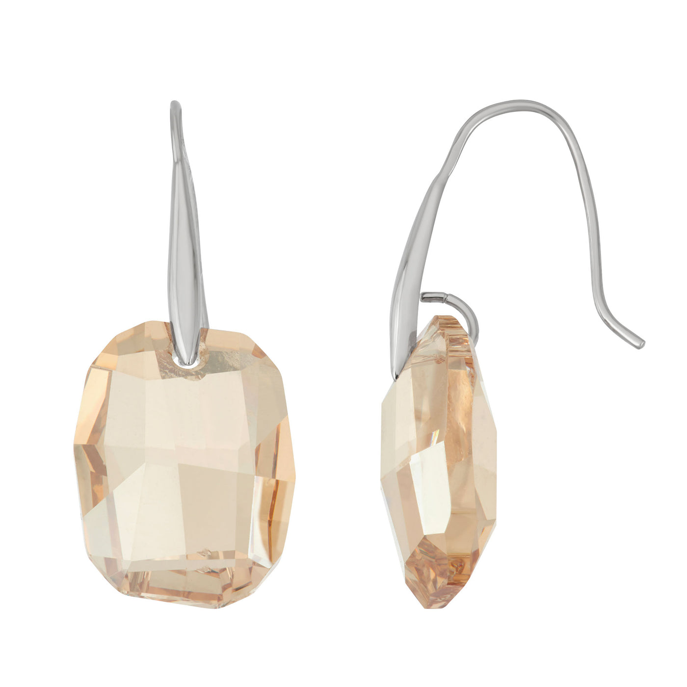 Rebecca Sloane Silver Square Earring With Golden Shadow Crystal