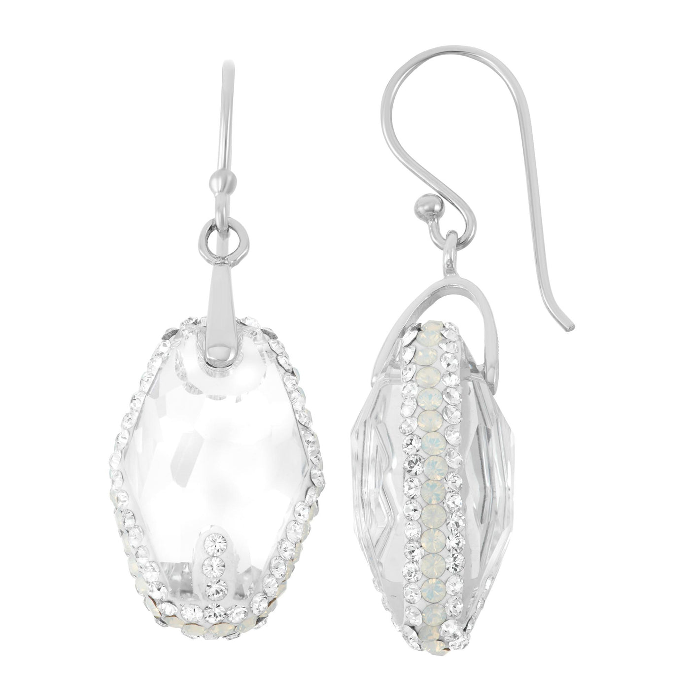Sterling Silver Clear Crystal With White Pave Crystal Earring