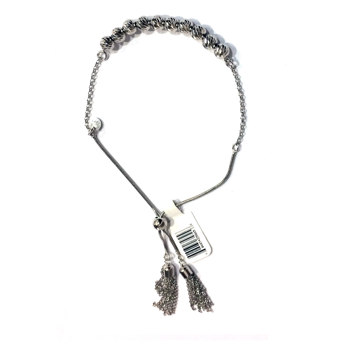 Rebecca Sloane Silver Cable Chain Slide Bracelet with Tassels