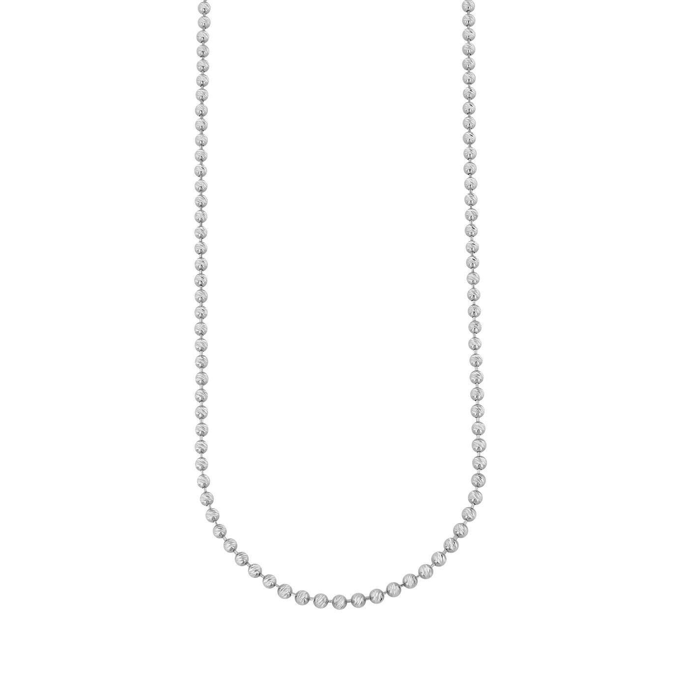 Rebecca Sloane Rhodium Plated Silver Diamond Cut Ball Necklace