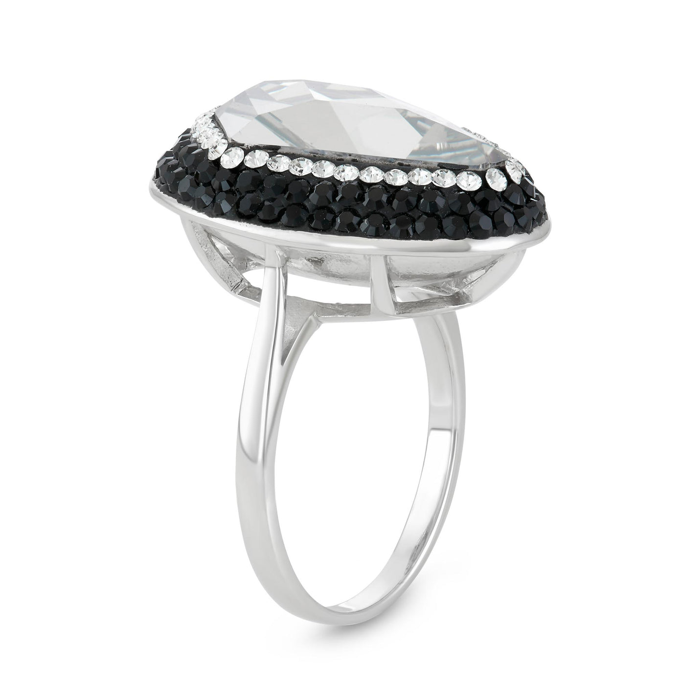 Rebecca Sloane Silver Asymmetrical Ring with Two-Tone Crystals