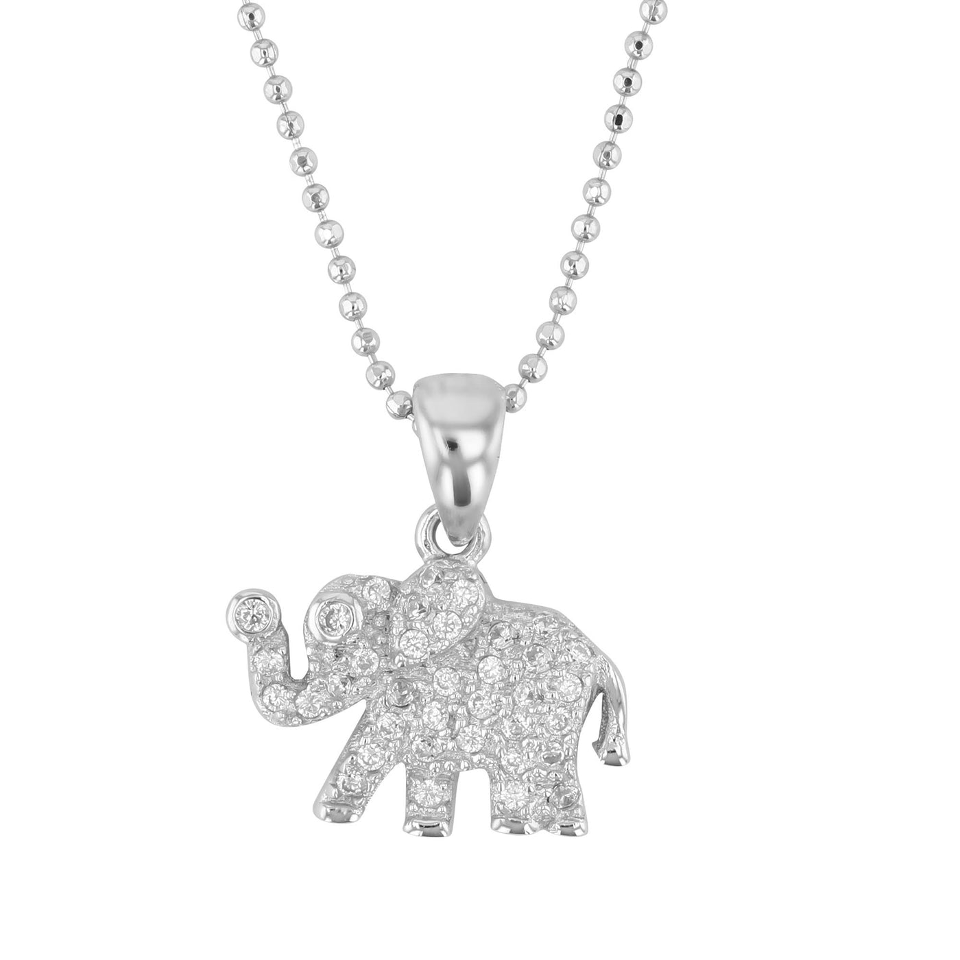 Rebecca Sloane Rhodium Plated Silver Elephant with CZ Pendant