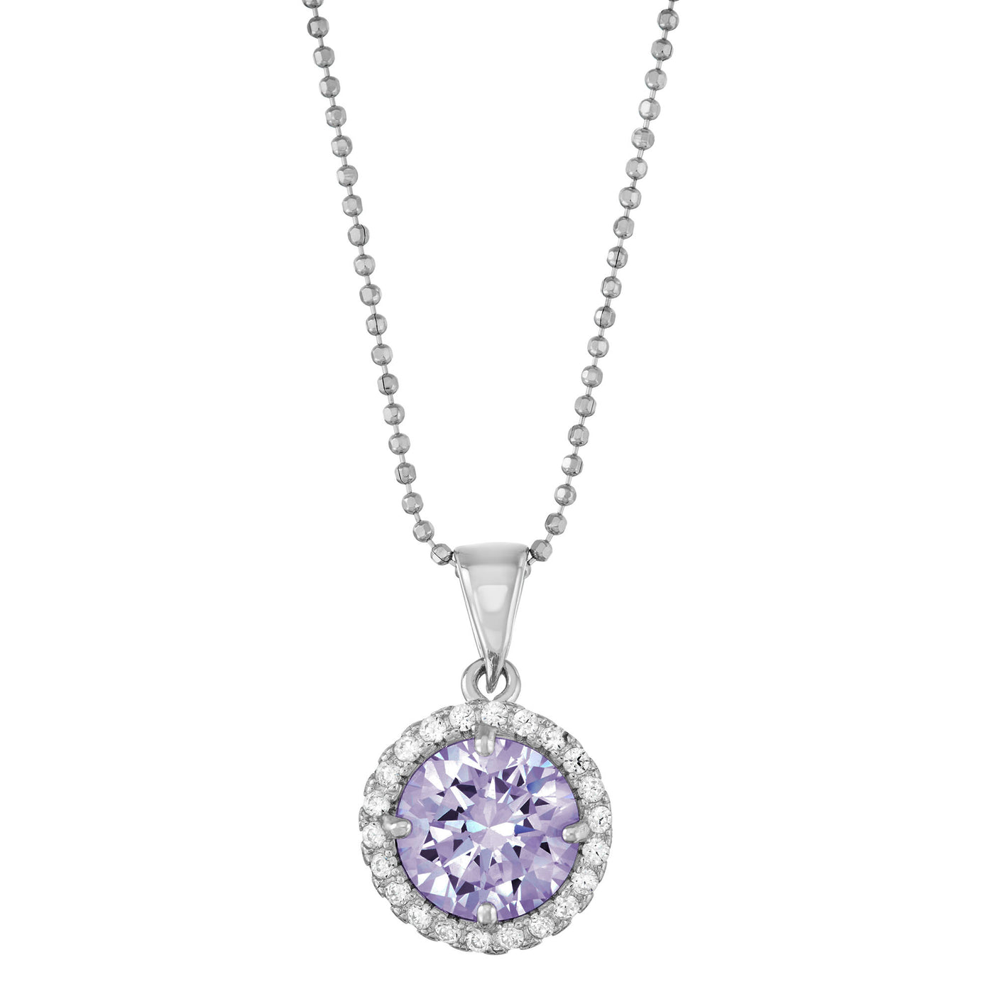 Rebecca Sloane Silver Circle with Faceted Lavender CZ Pendant