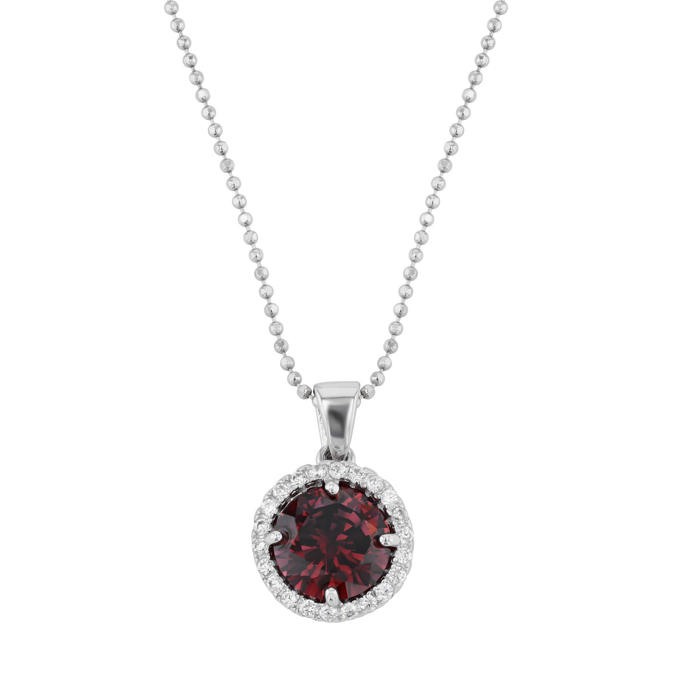 Rebecca Sloane Silver Circle with Faceted Smoky Topaz CZ Pendant