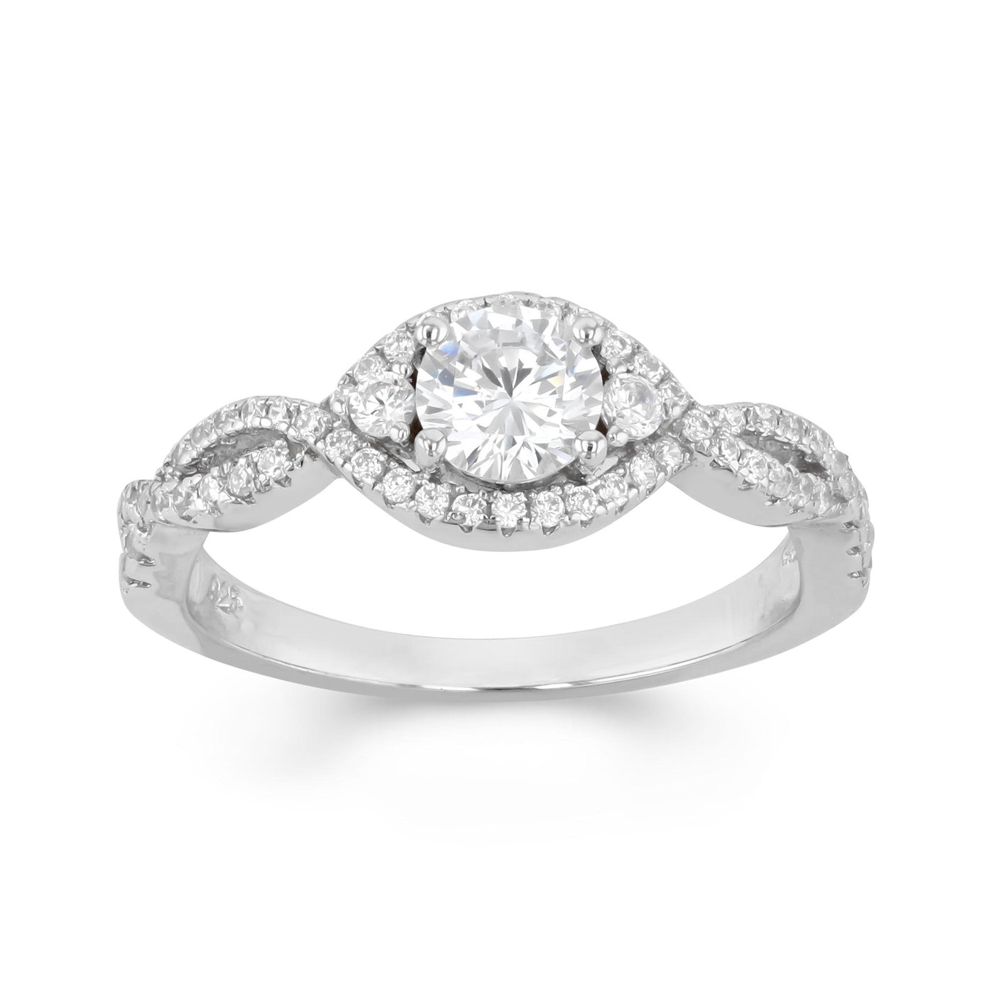 Rebecca Sloane Silver Clear CZ on Top and Pave CZ Ring