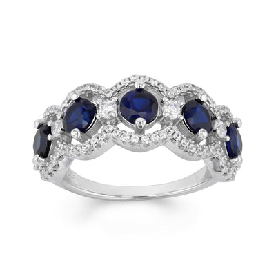 Rebecca Sloane Rhodium Silver Five Blue Spinel Ring