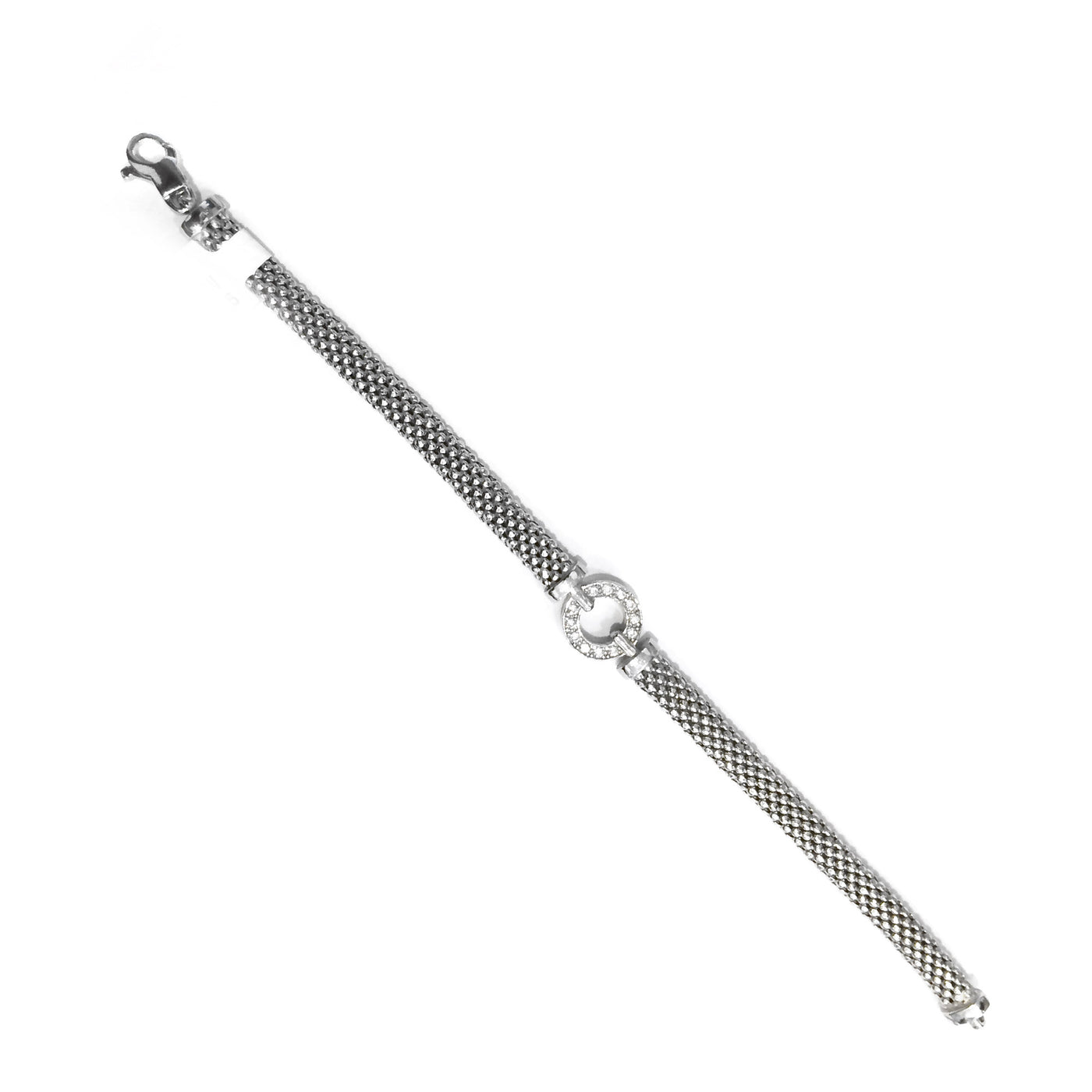 Rebecca Sloane Flat Popcorn Chain with CZ Charm Bracelet