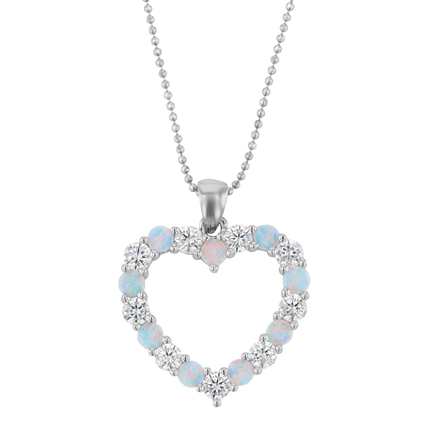 Rebecca Sloane Silver Heart Pendant with Synthetic Opal & CZ