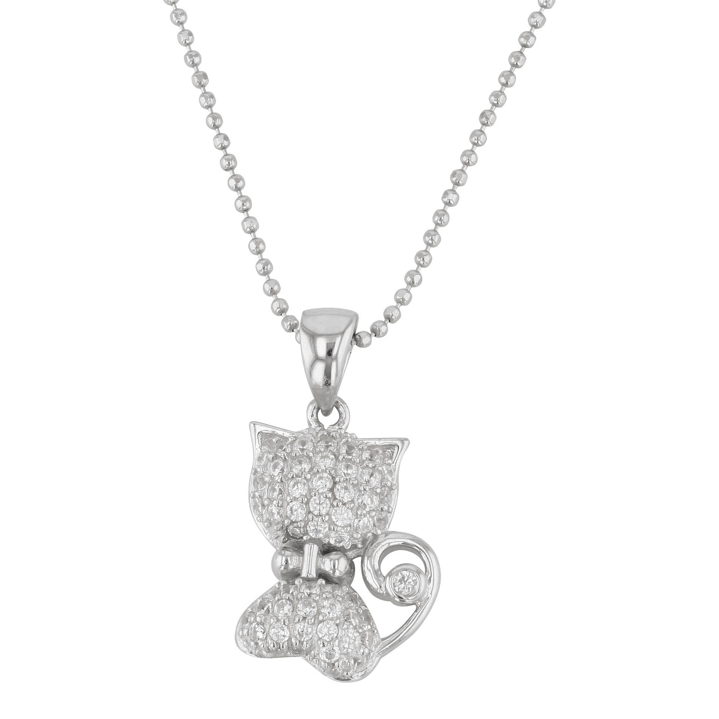 Rebecca Sloane Sterling Silver Kitty With Cz Pendant Necklace