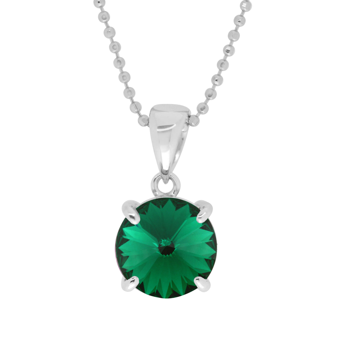 Rebecca Sloane Silver Prong Set Emerald Crystal Pendant