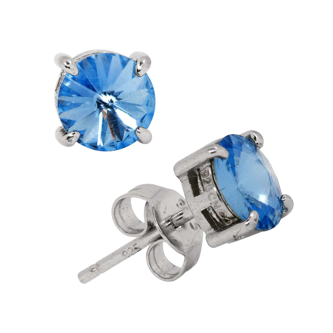 Rebecca Sloane Silver Prong Light Sapphire Crystal Stud Earring