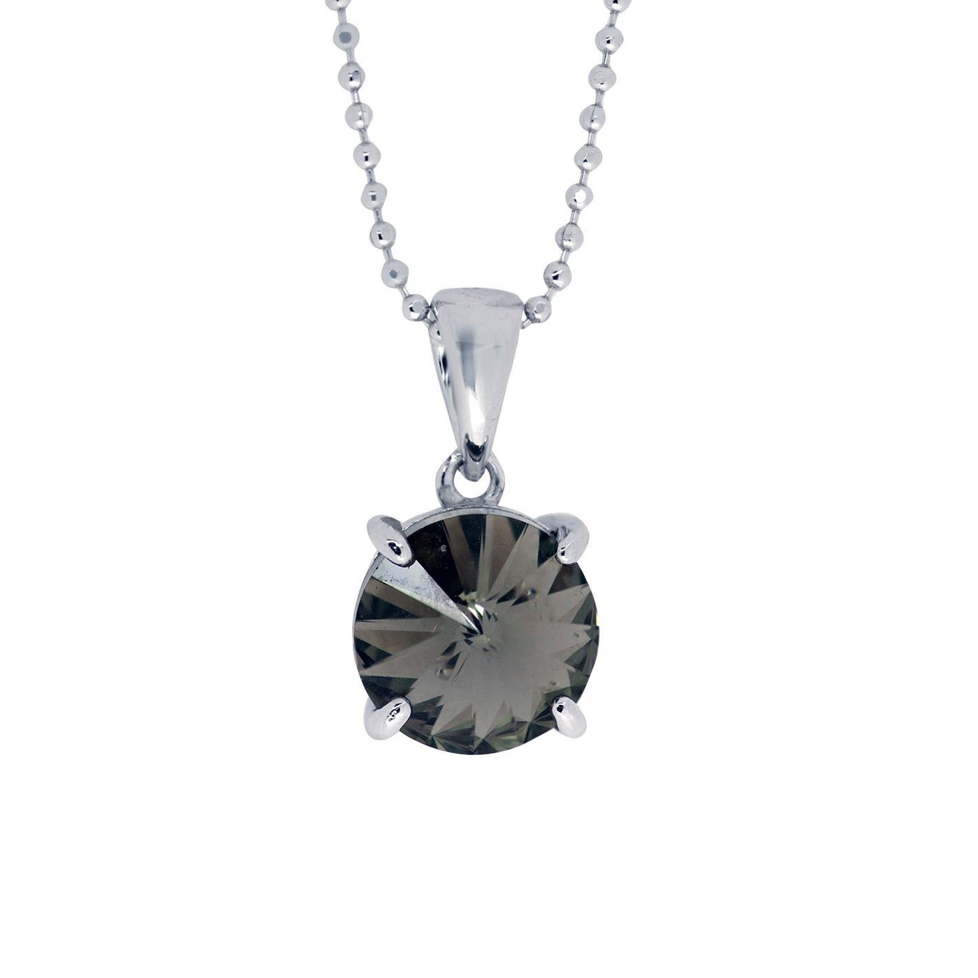 Rebecca Sloane Silver Prong Set Silver Shade Crystal Pendant
