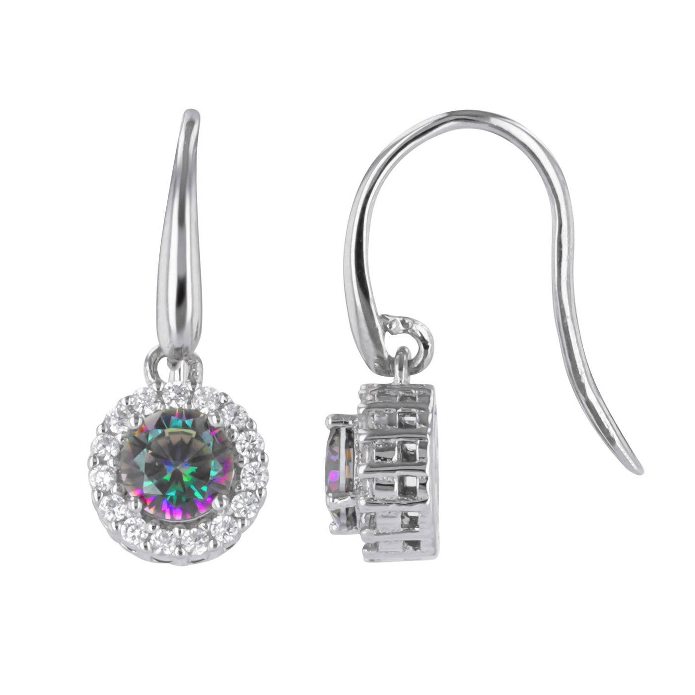 Rebecca Sloane Silver Round Mystic CZ and Pave CZ Earring