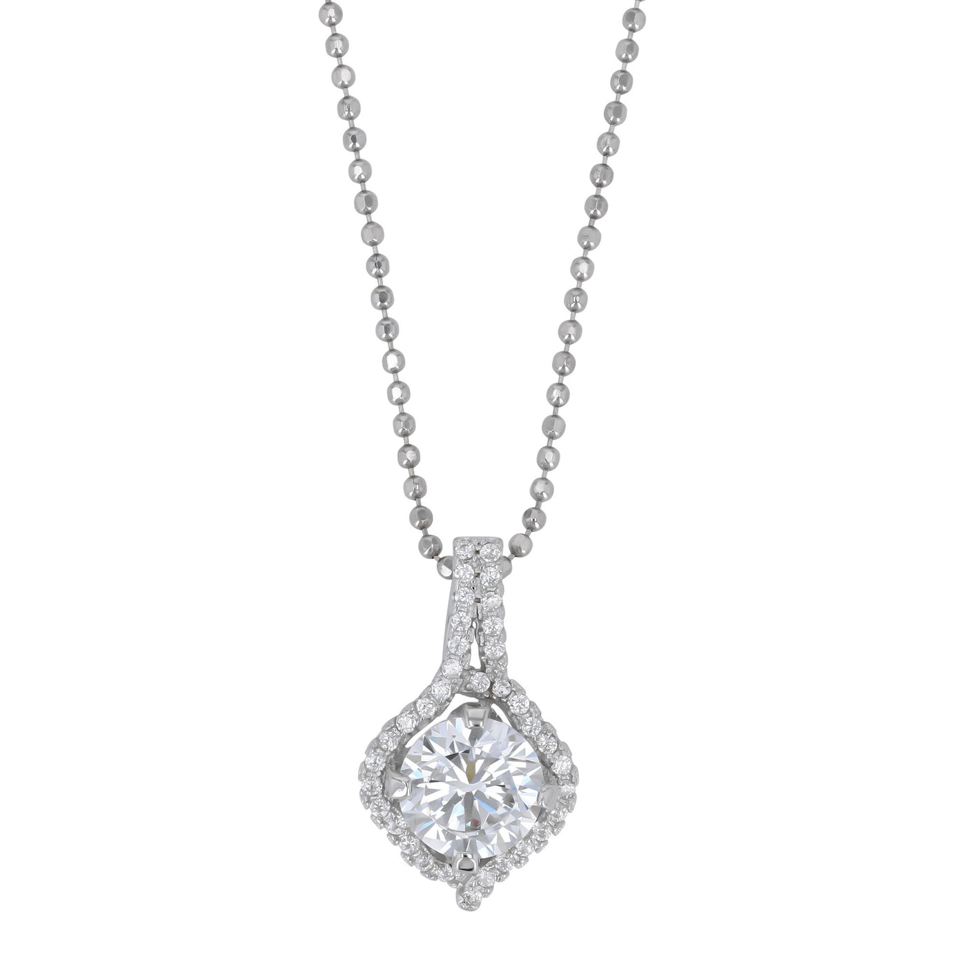 Rebecca Sloane Rhodium Plated Silver Soft Diamond Shape Pendant