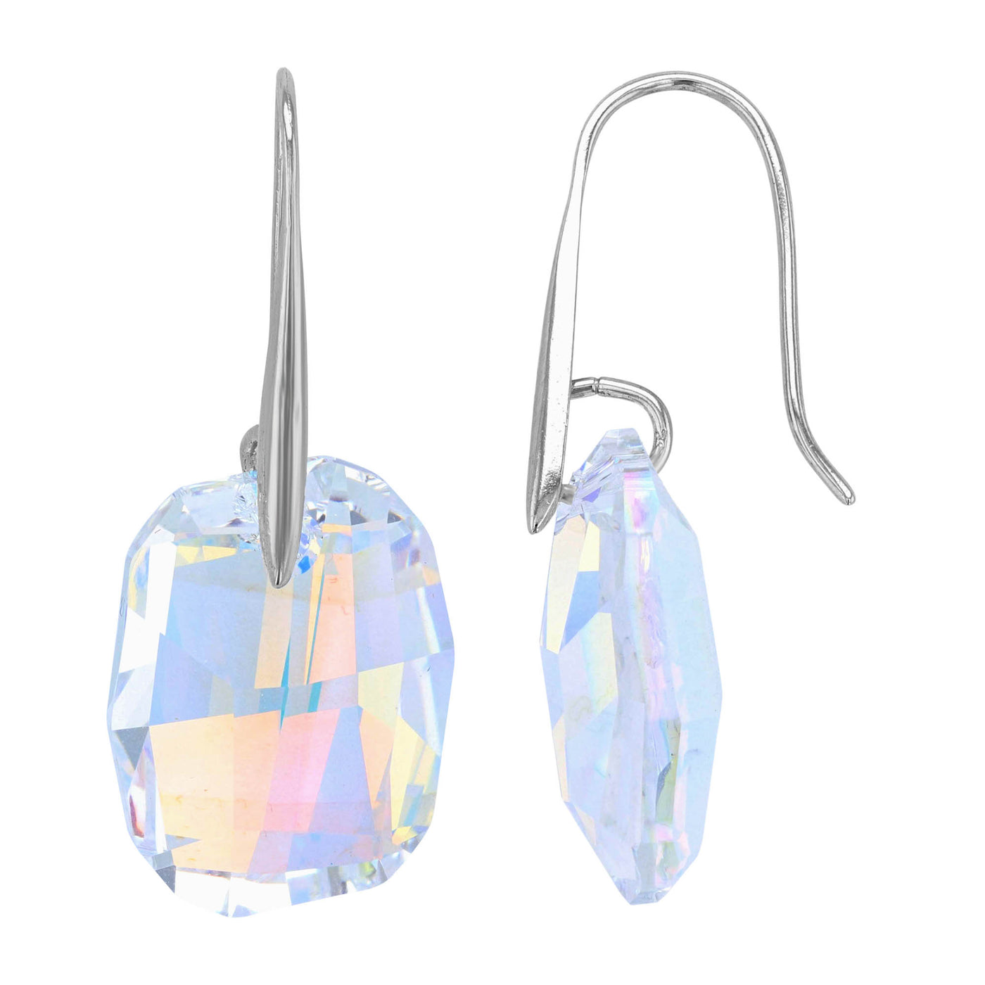Rebecca Sloane Sterling Silver Square Earring With Ab Crystal