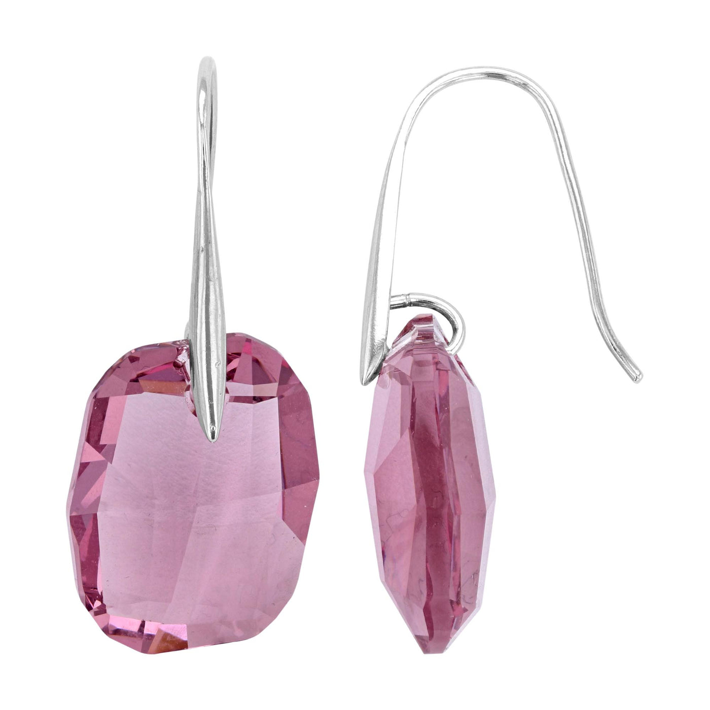 Rebecca Sloane Silver Square Earring With Light Amethyst Crystal